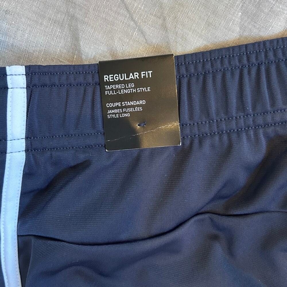 adidas Men's XL 3-Stripes Tricot Tapered Track Pants, Navy Blue - Picture 5 of 6